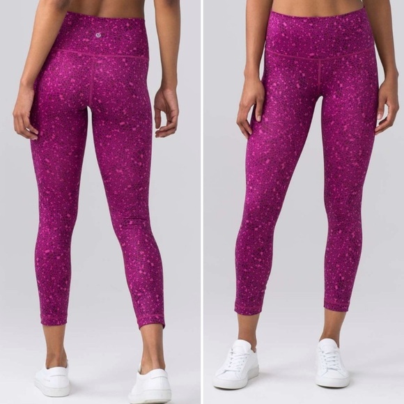 lululemon athletica Pants - Lululemon High Times Legging Tight Pant Fuchsia Pink Printed Crop Activewear 8